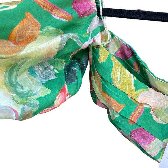 Alémais Arlo NWT Printed Off-the-Shoulder Silk Top Forrest - Picture 7 of 14
